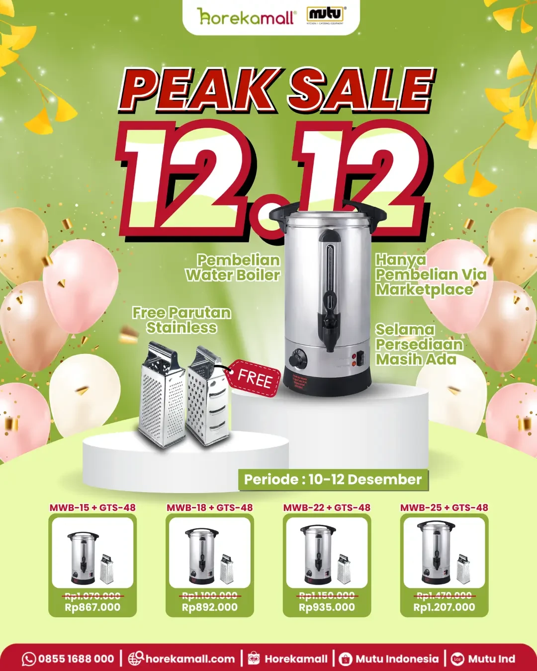 PEAK SALE 12.12: Waktunya Borong Water Boiler + Bonus Parutan Stainless GRATIS!